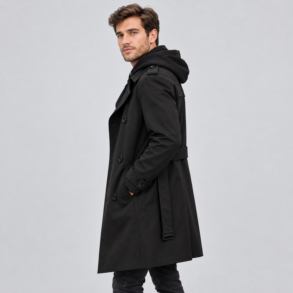 Men's Double Breasted Trench Coat | Tailored Fit