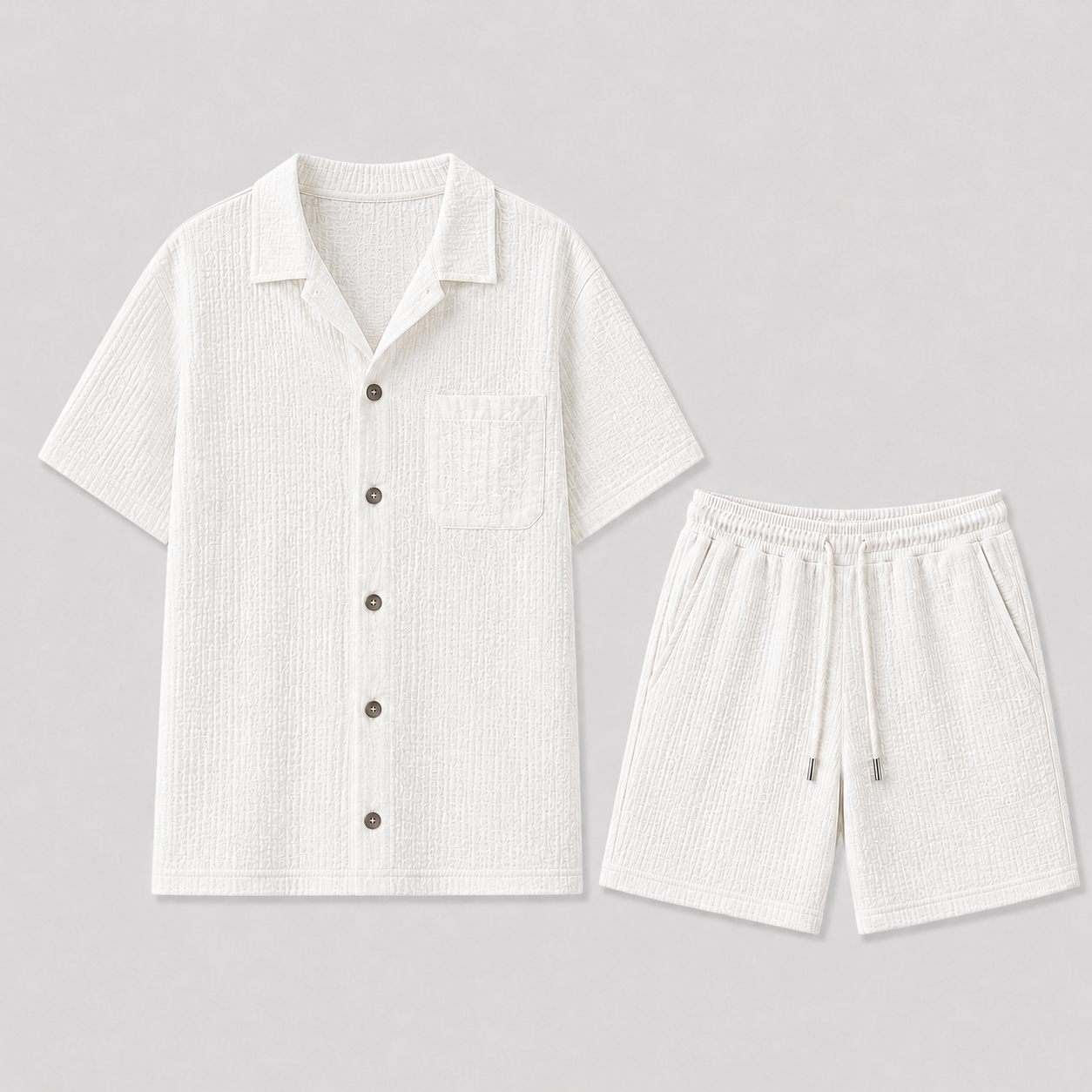 Men's Cotton Blend Short Sleeve Shirt and Shorts Set