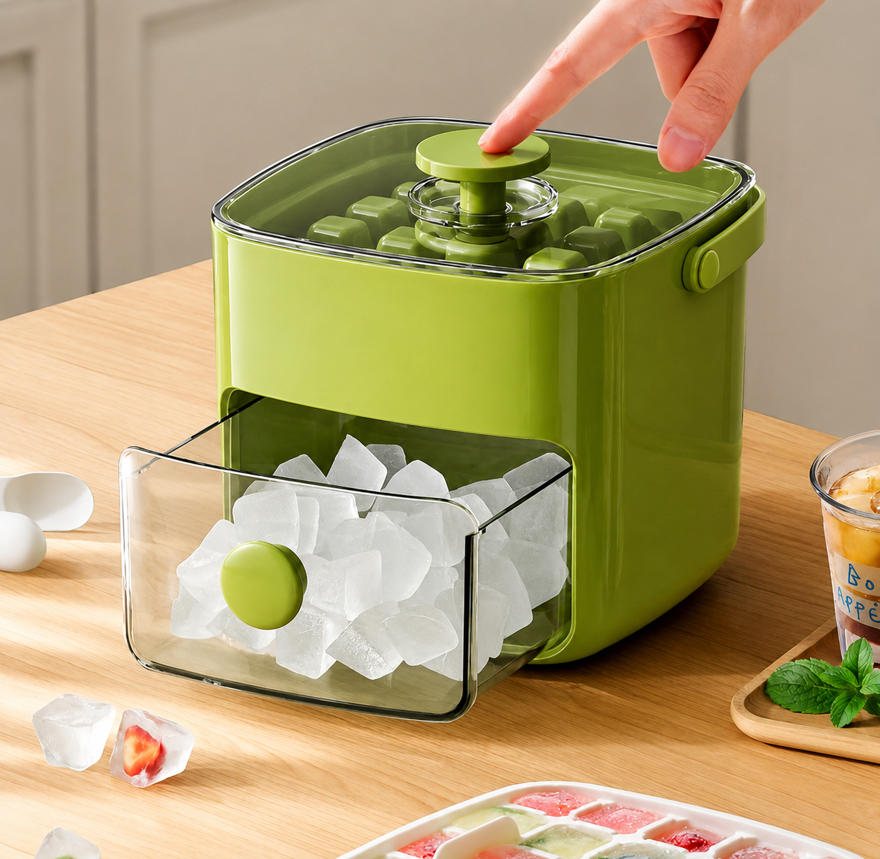Ice Cube Maker with Storage Drawer