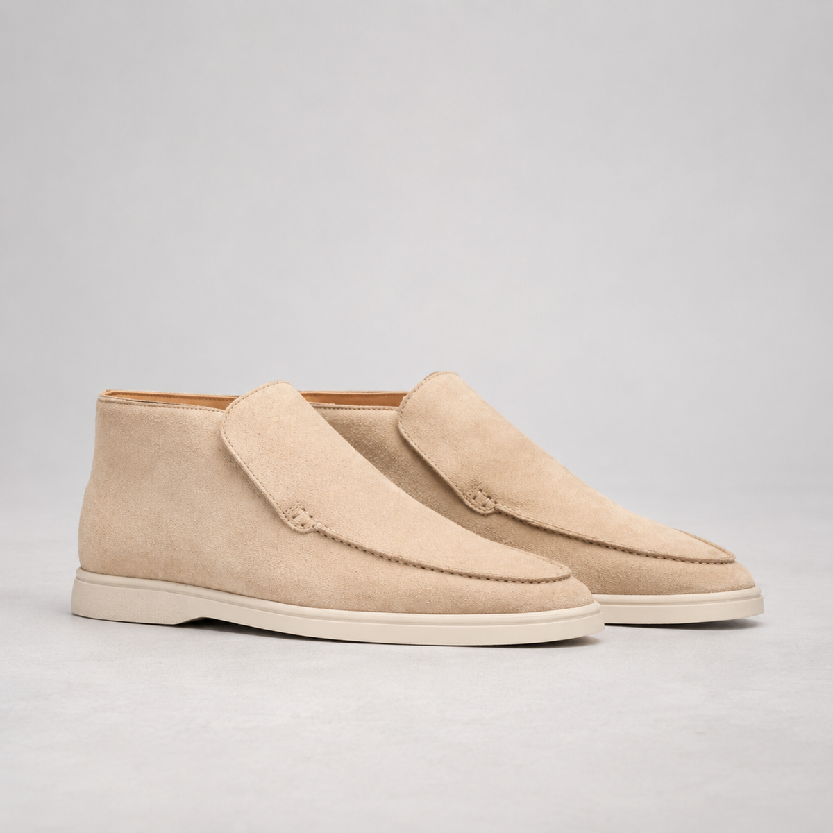 Men's Suede Slip-On Ankle Boots | Casual Stitched Detail