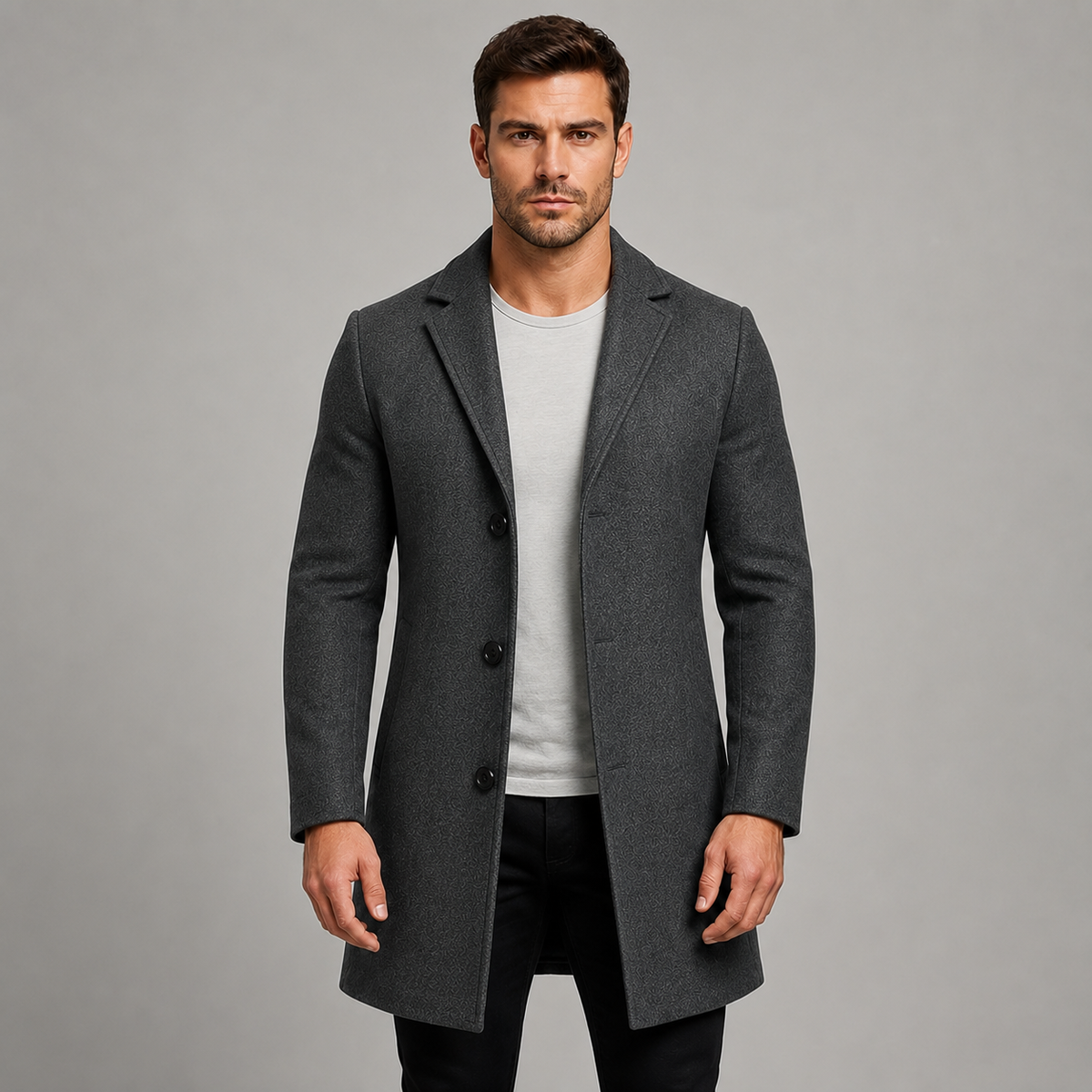 Men's Tailored Overcoat | Single-Breasted Notch Lapel
