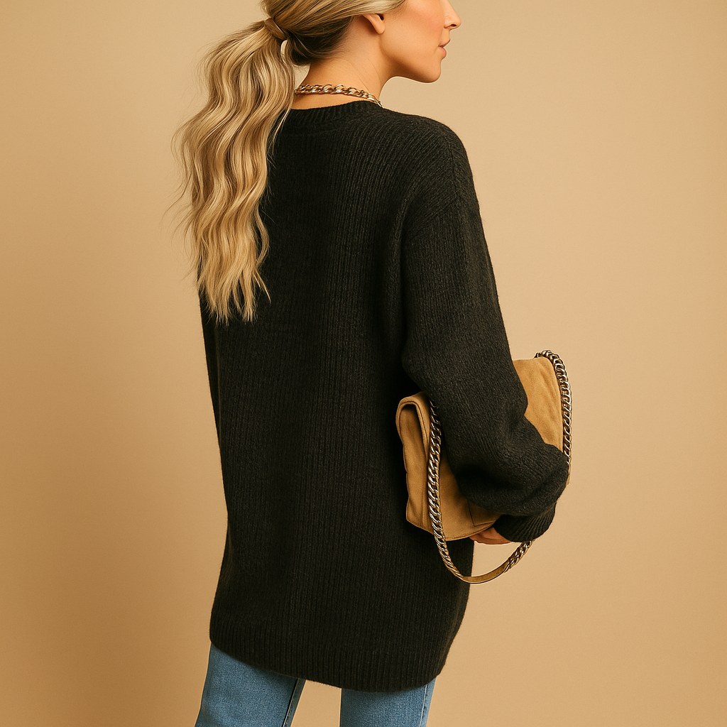 Gilet long en maille à pans ouverts pour femme