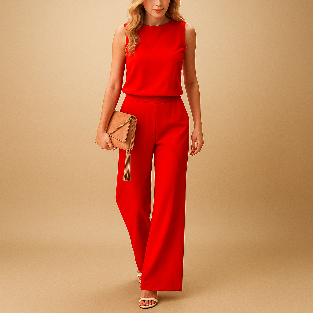 Women's Sleeveless Tailored Wide Leg Jumpsuit