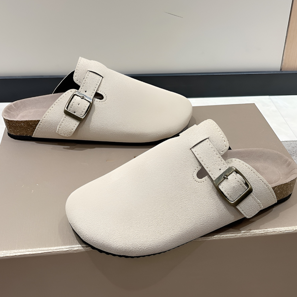 Men’s Suede-Look Clogs with Adjustable Buckle