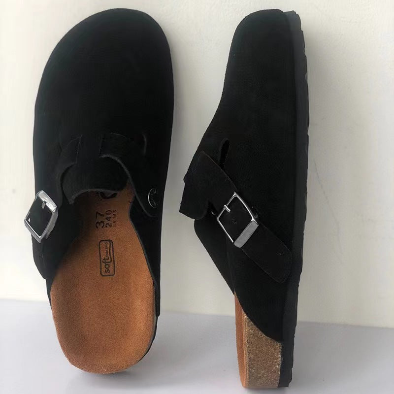 Men’s Suede-Look Clogs with Adjustable Buckle