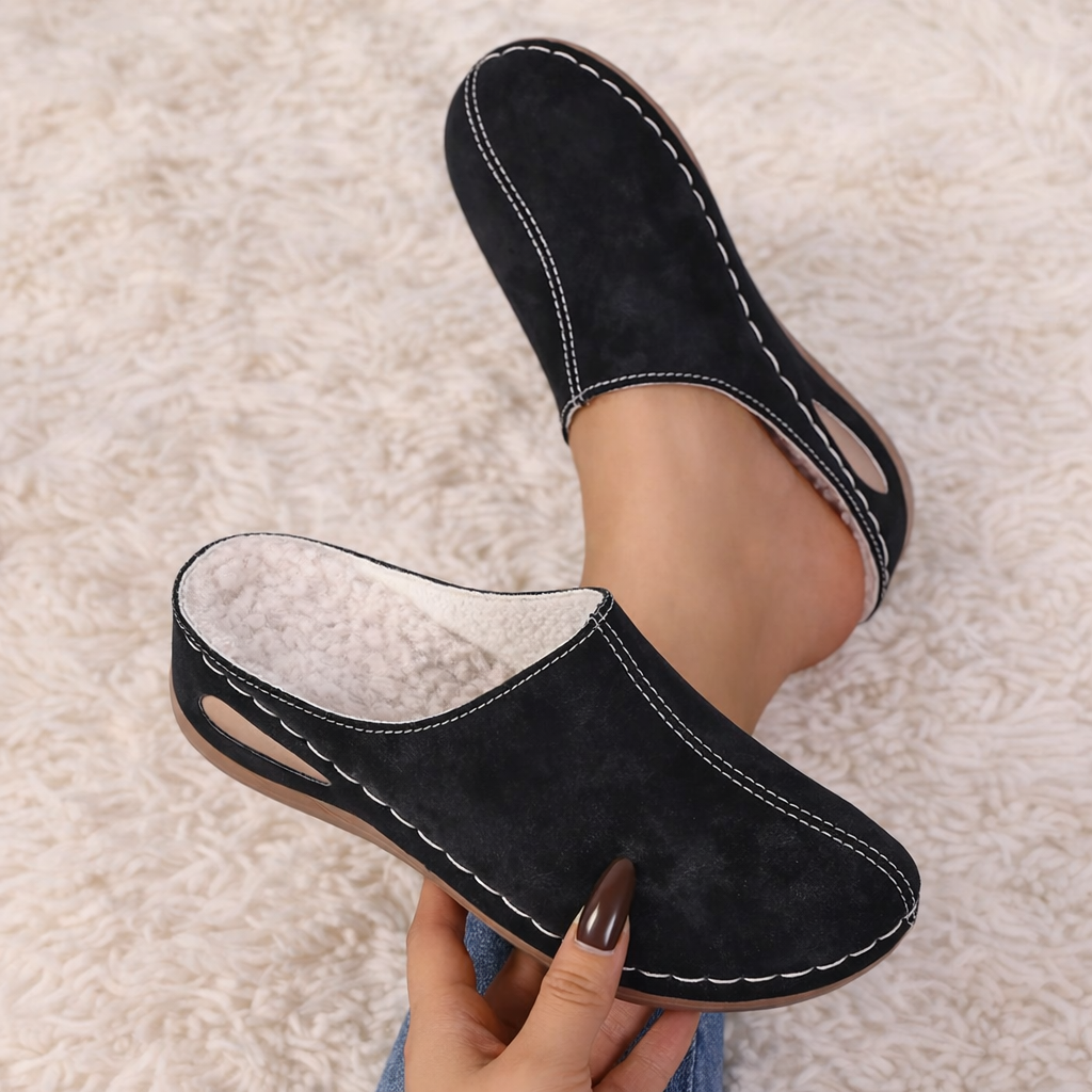Women's Faux Suede Lined Mule Slippers