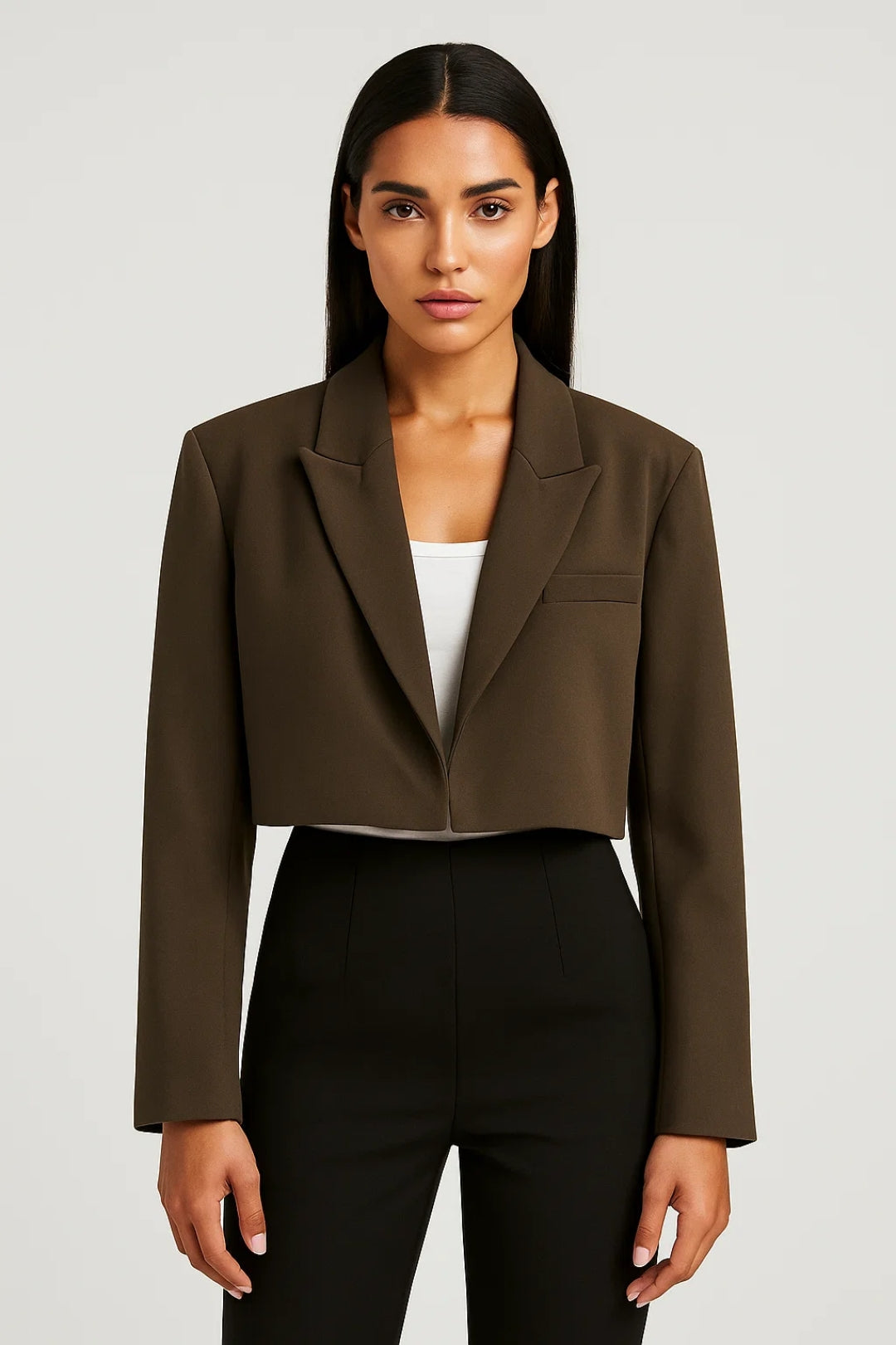 Blazer court ouvert sur le devant pour femme