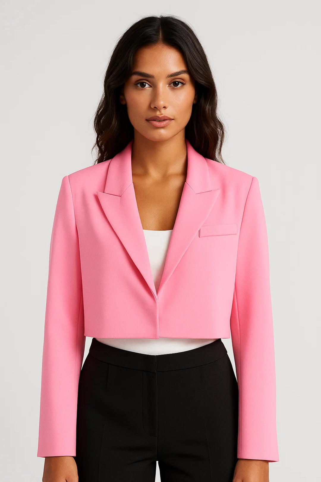 Blazer court ouvert sur le devant pour femme