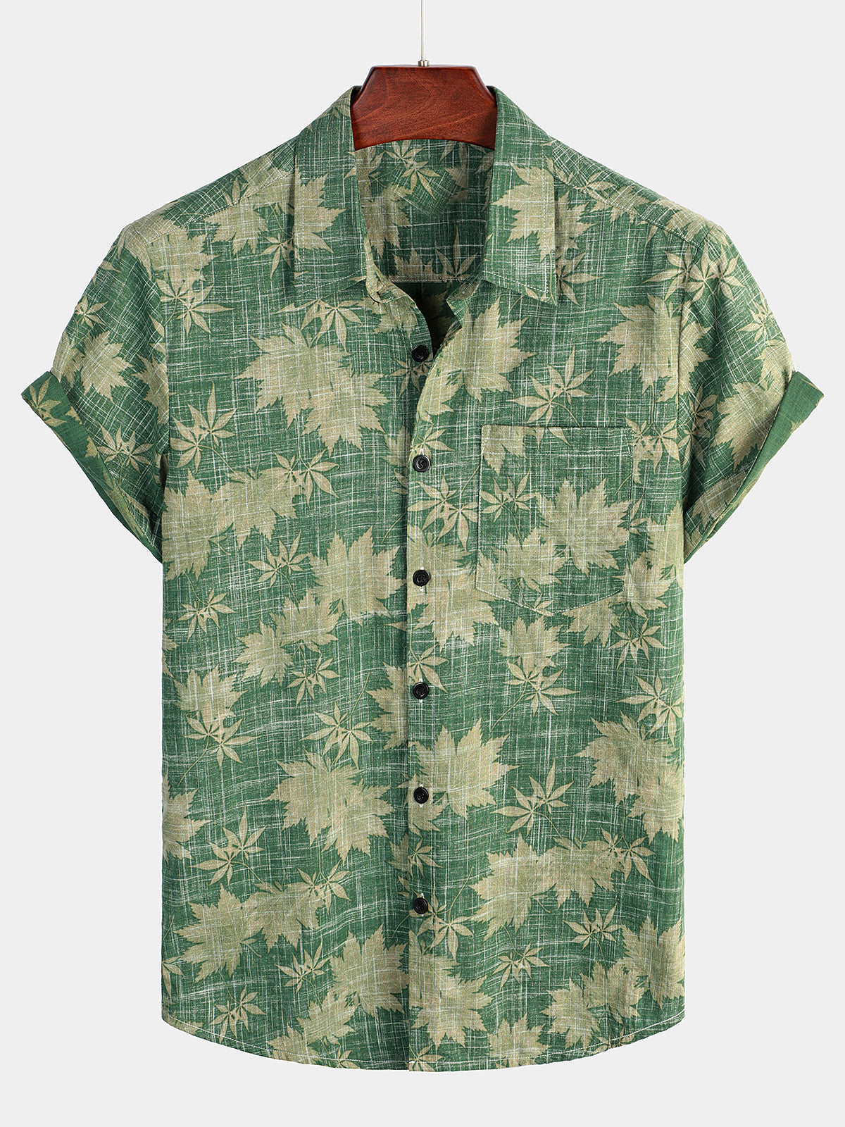 Men's Floral Print Short Sleeve Shirt with Chest Pocket