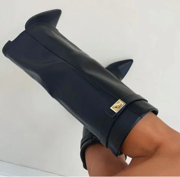 Women's Pointed Toe Knee-High Block Heel Boots
