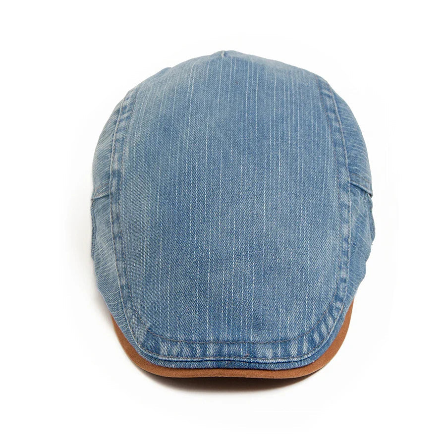 Denim Flat Cap with Adjustable Strap