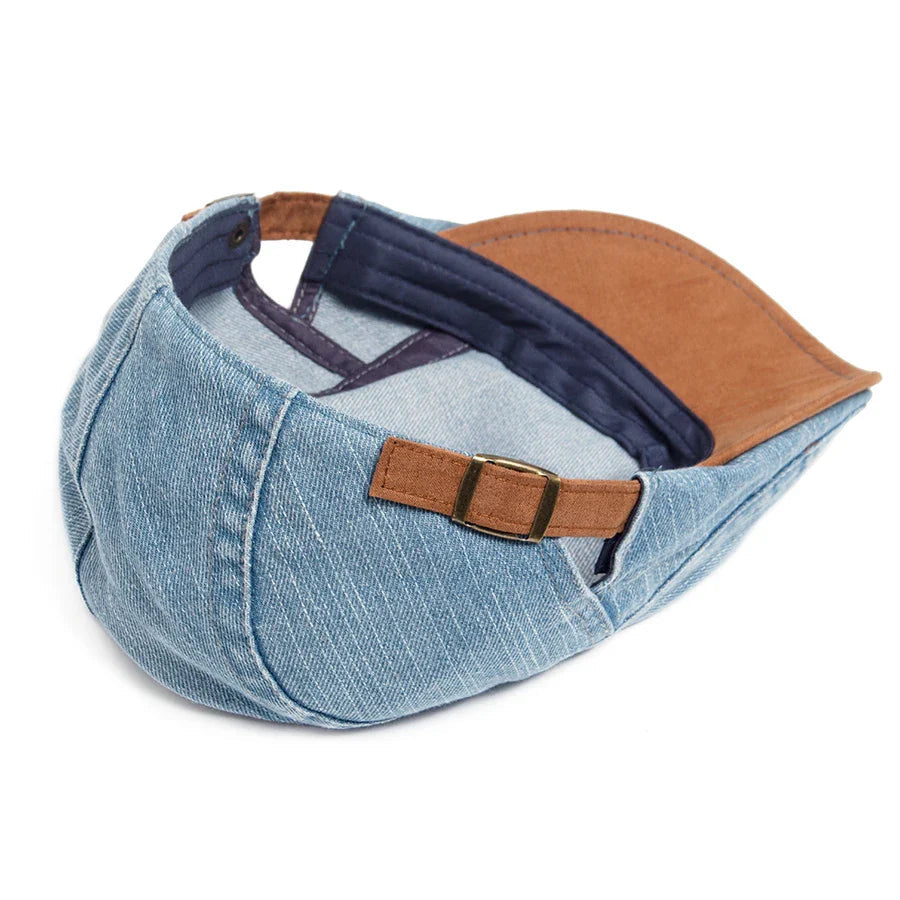 Denim Flat Cap with Adjustable Strap