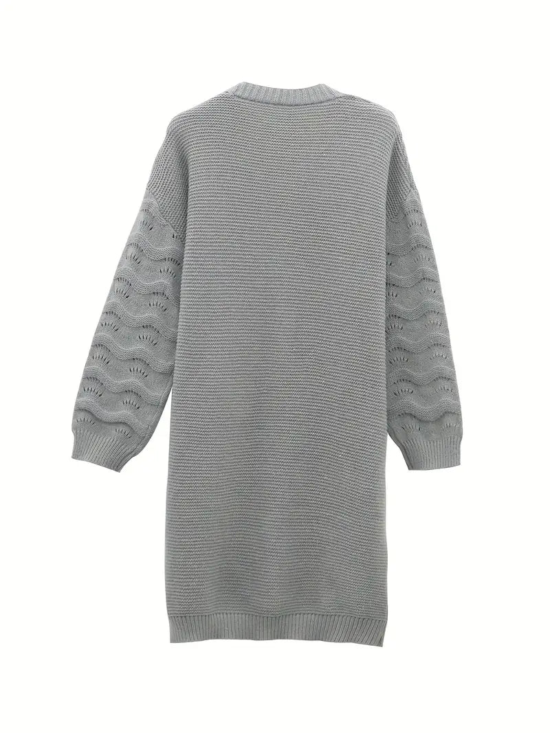 Gilet long en maille pour femme, ouvert sur le devant