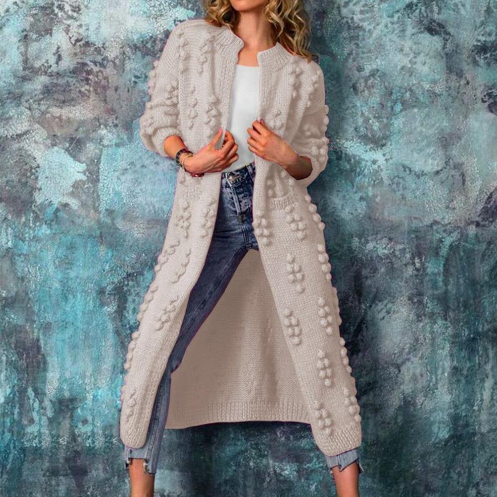 Cardigan texturé long ouvert pour femme