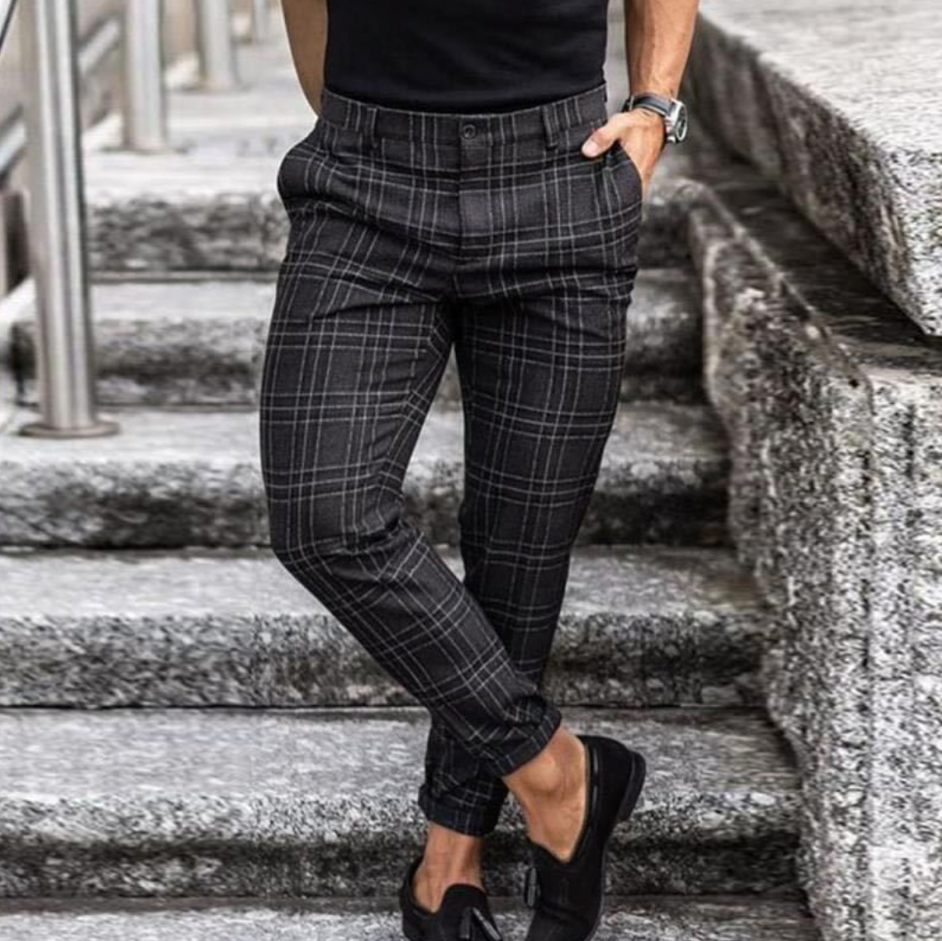 Men's Slim Fit Check Trousers