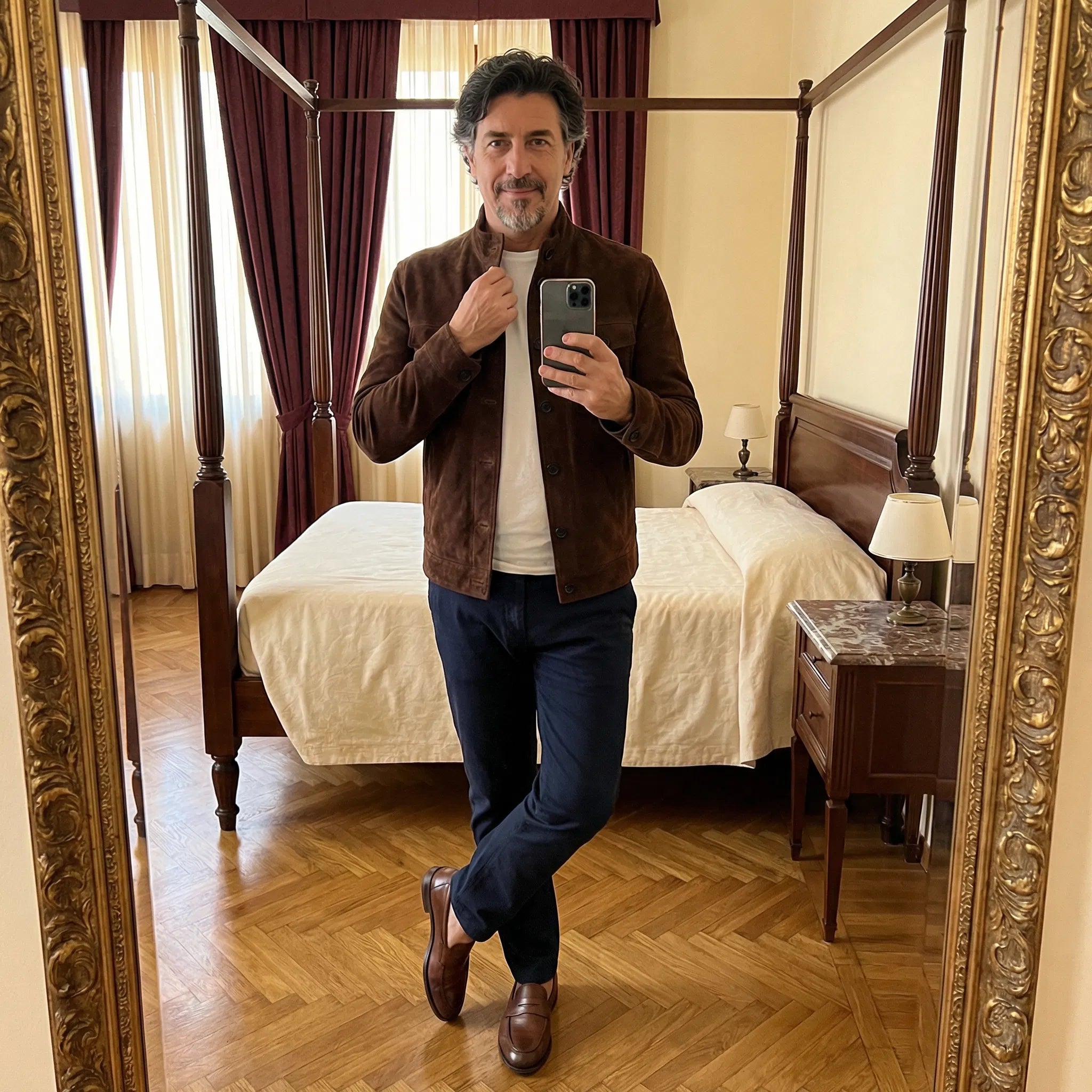 Veste homme boutonnée en imitation daim
