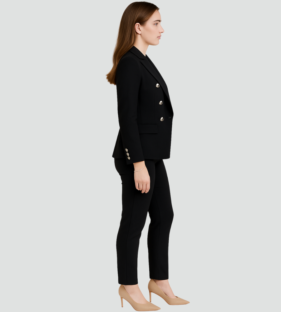 Tailored Blazer and Trouser Suit with Double-Breasted Front