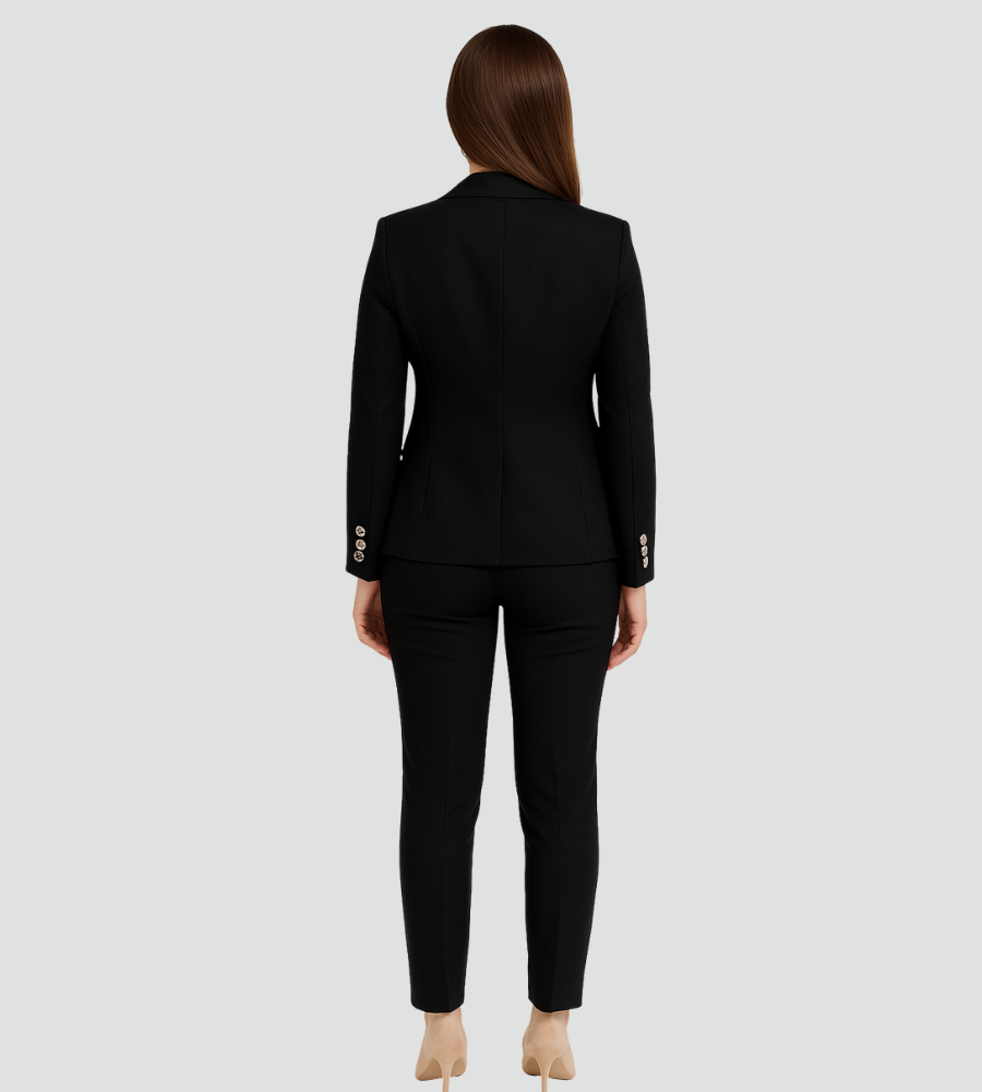 Tailored Blazer and Trouser Suit with Double-Breasted Front