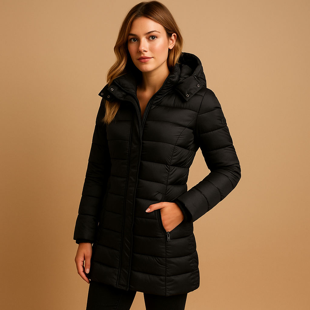 Doudoune longue à capuche pour femme