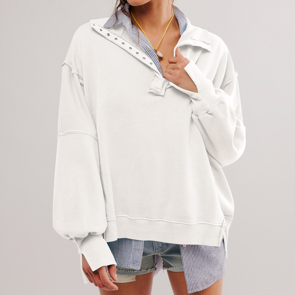 Sweat-shirt oversize à col pour femme