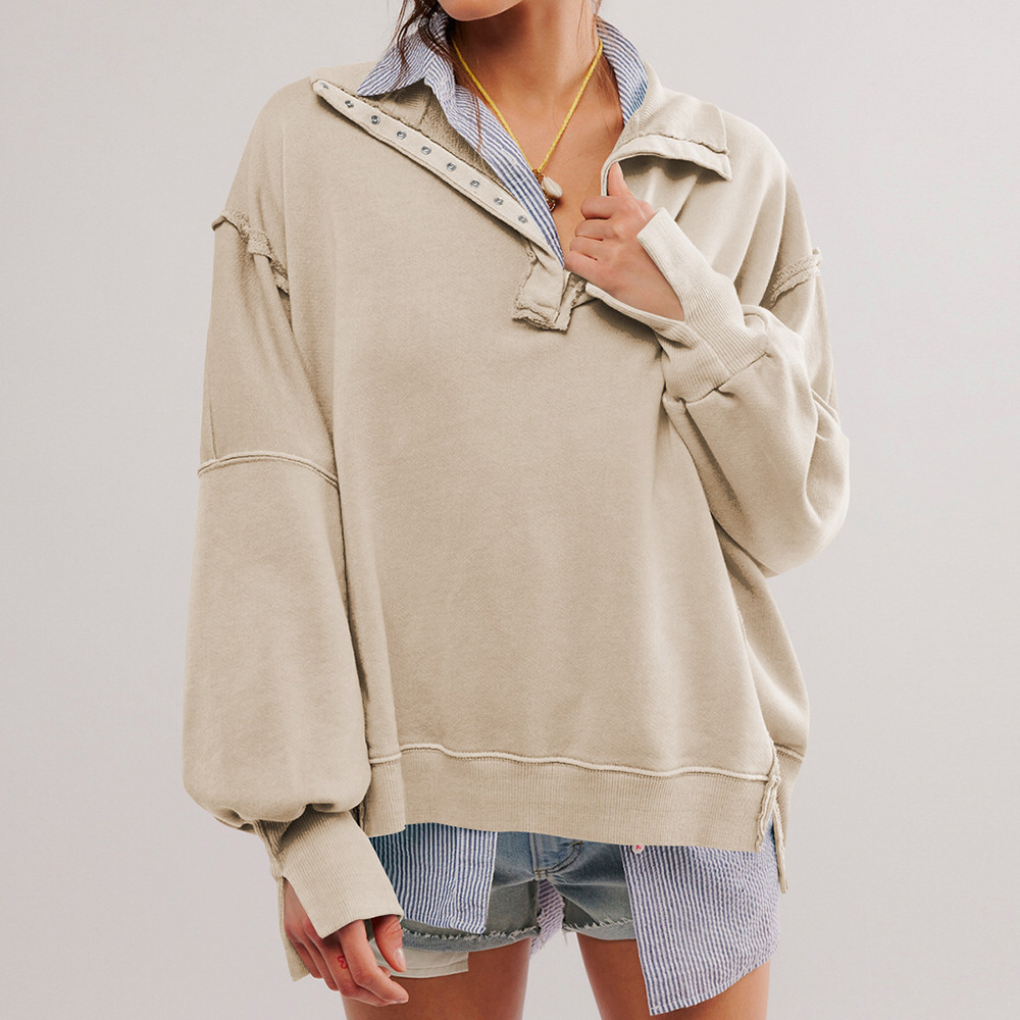 Sweat-shirt oversize à col pour femme