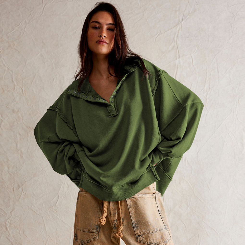 Sweat-shirt oversize à col pour femme
