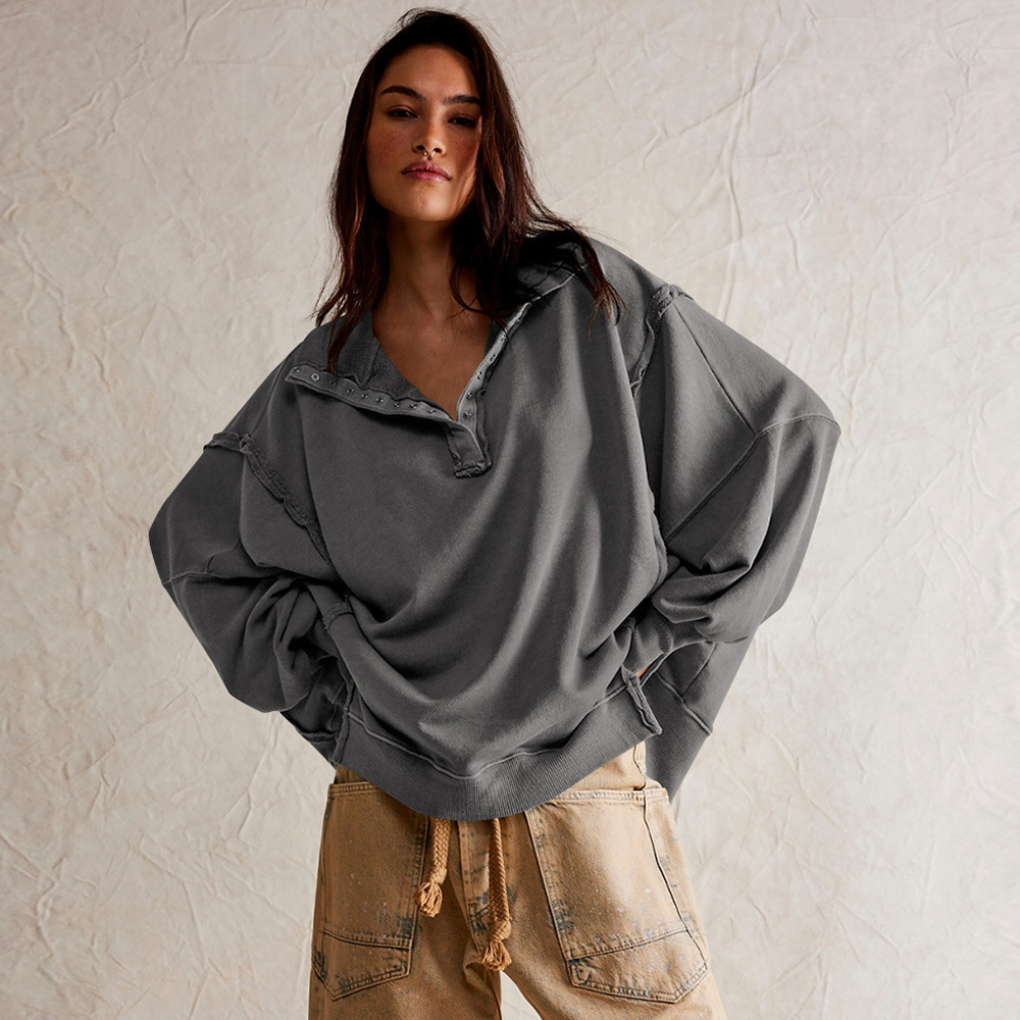 Sweat-shirt oversize à col pour femme