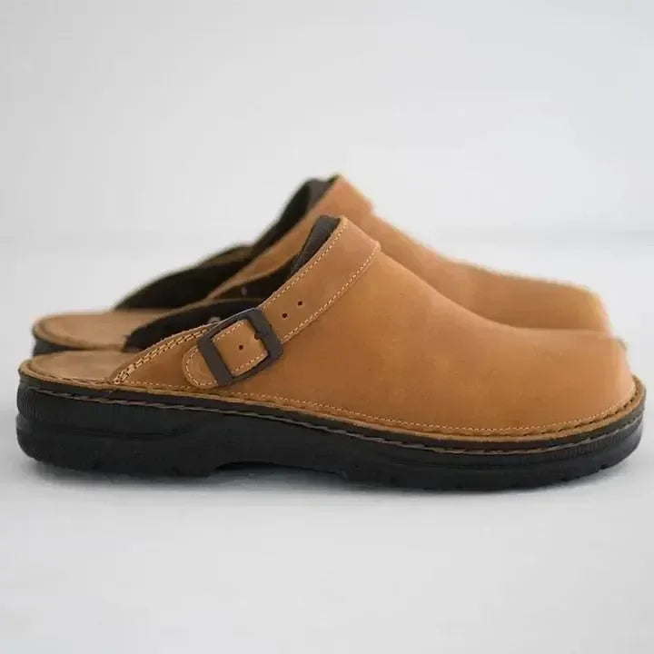Unisex Suede Clogs with Adjustable Buckle