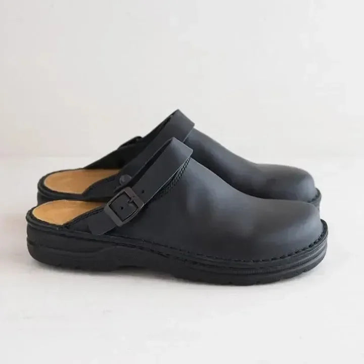Unisex Suede Clogs with Adjustable Buckle