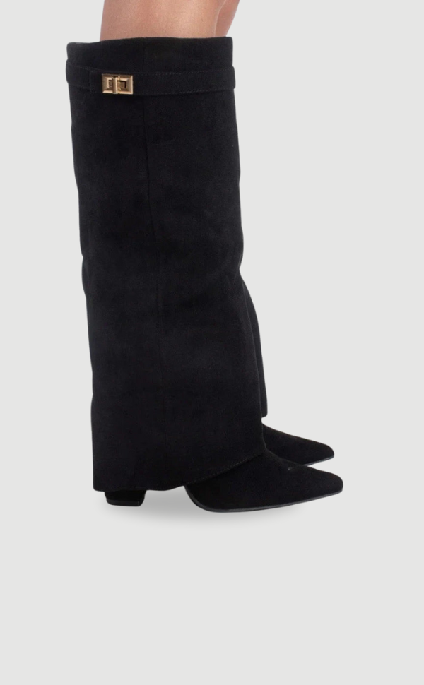 Women's Knee High Block Heel Boots with Side Zip