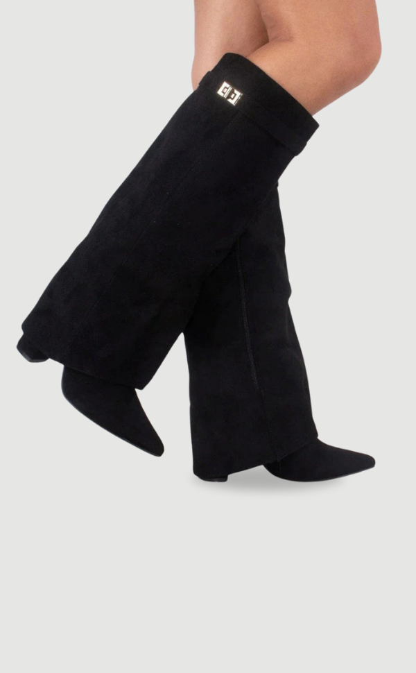 Women's Knee High Block Heel Boots with Side Zip