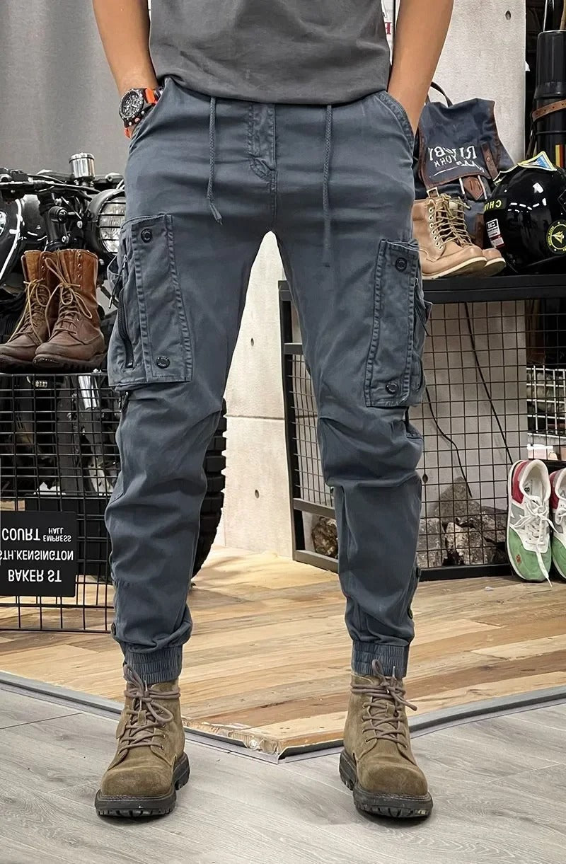 Drawstring Cargo Joggers with Utility Pockets