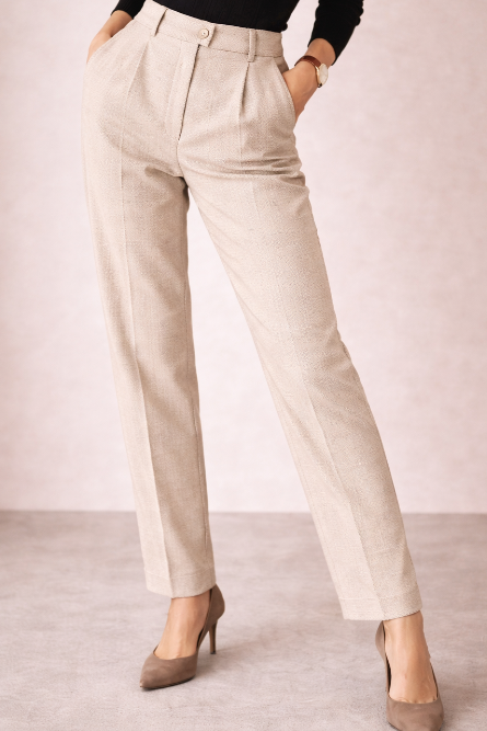 Pantalon de tailleur droit taille haute pour femme