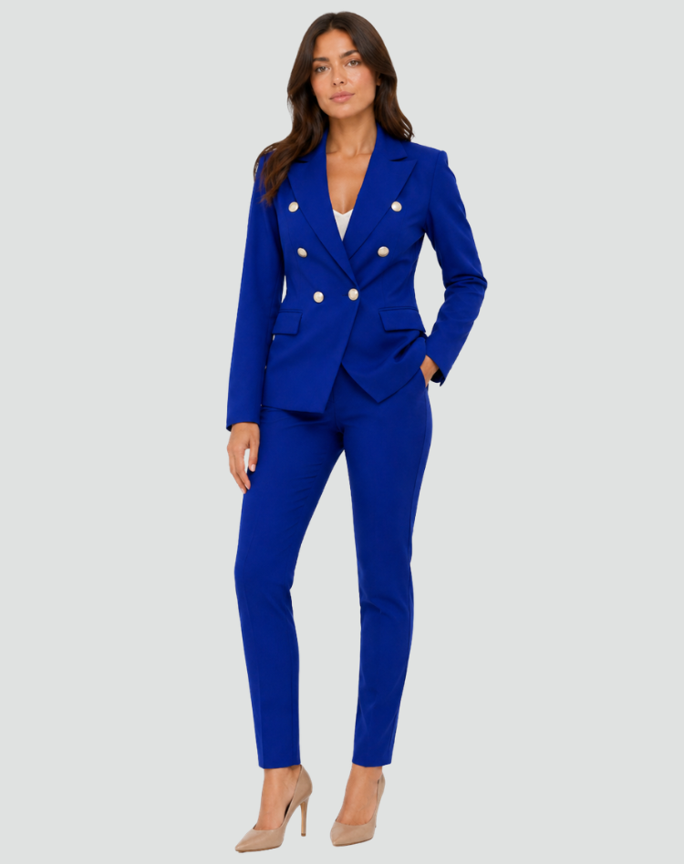 Tailored Blazer and Trouser Suit with Double-Breasted Front