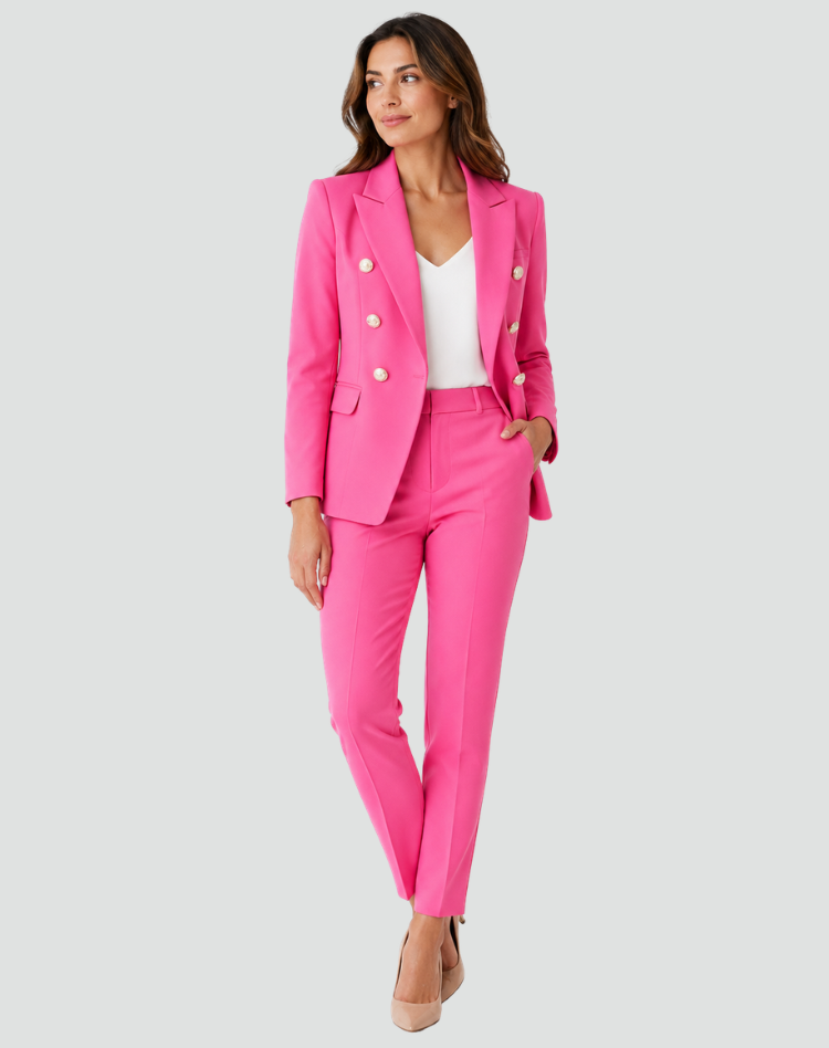 Tailored Blazer and Trouser Suit with Double-Breasted Front