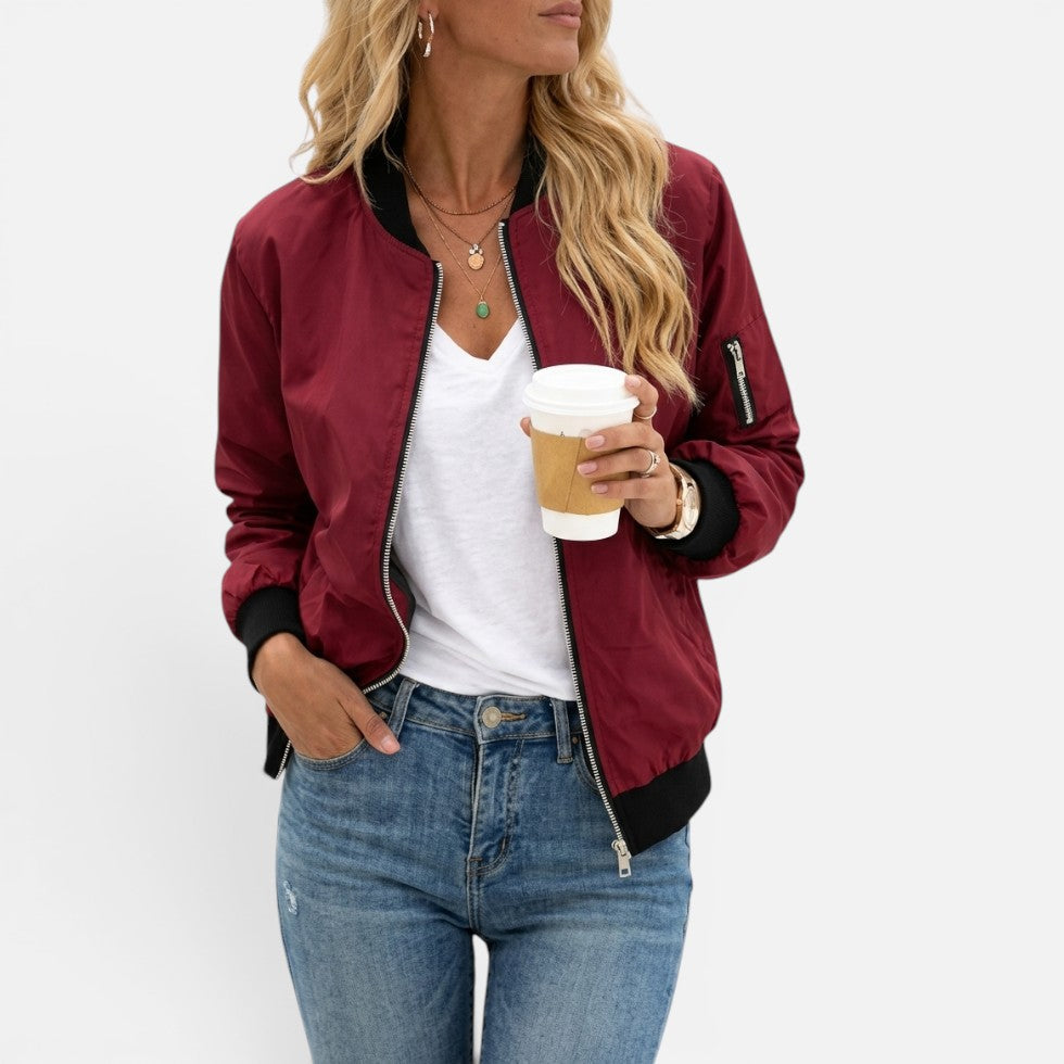 Blouson bomber femme léger à fermeture zippée