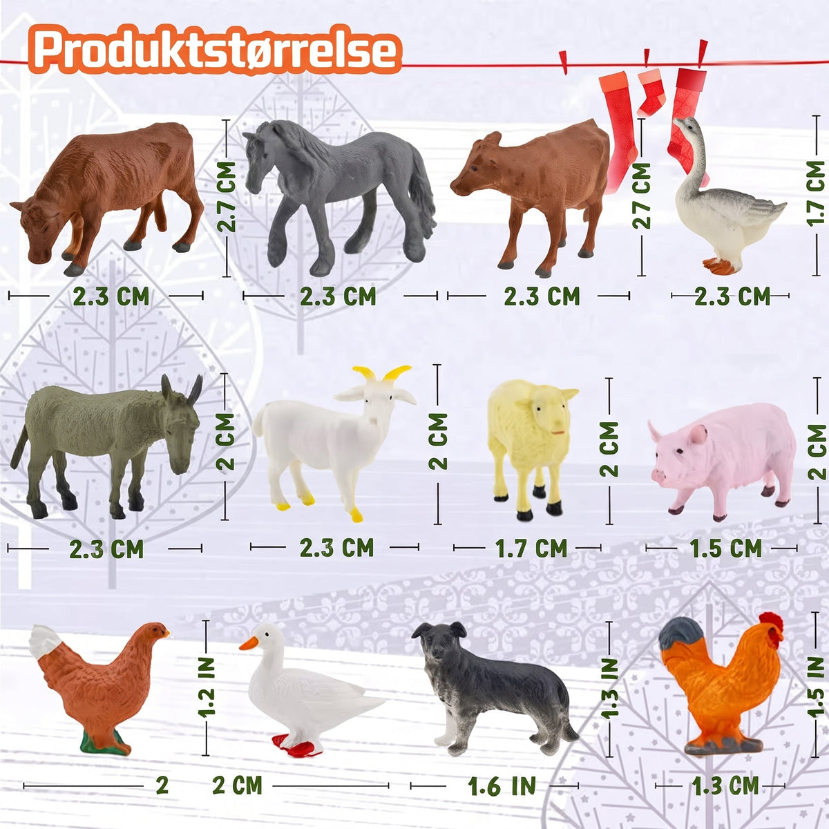 Kalendarz adwentowy ze stajenką i 24 figurkami