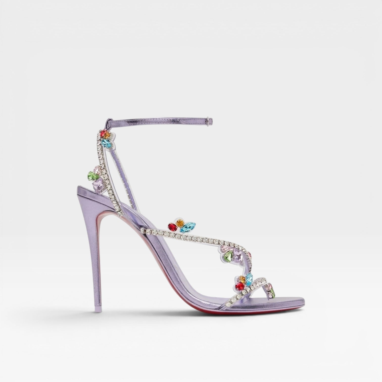 Stiletto Sandals with Crystal Vine Ankle Strap