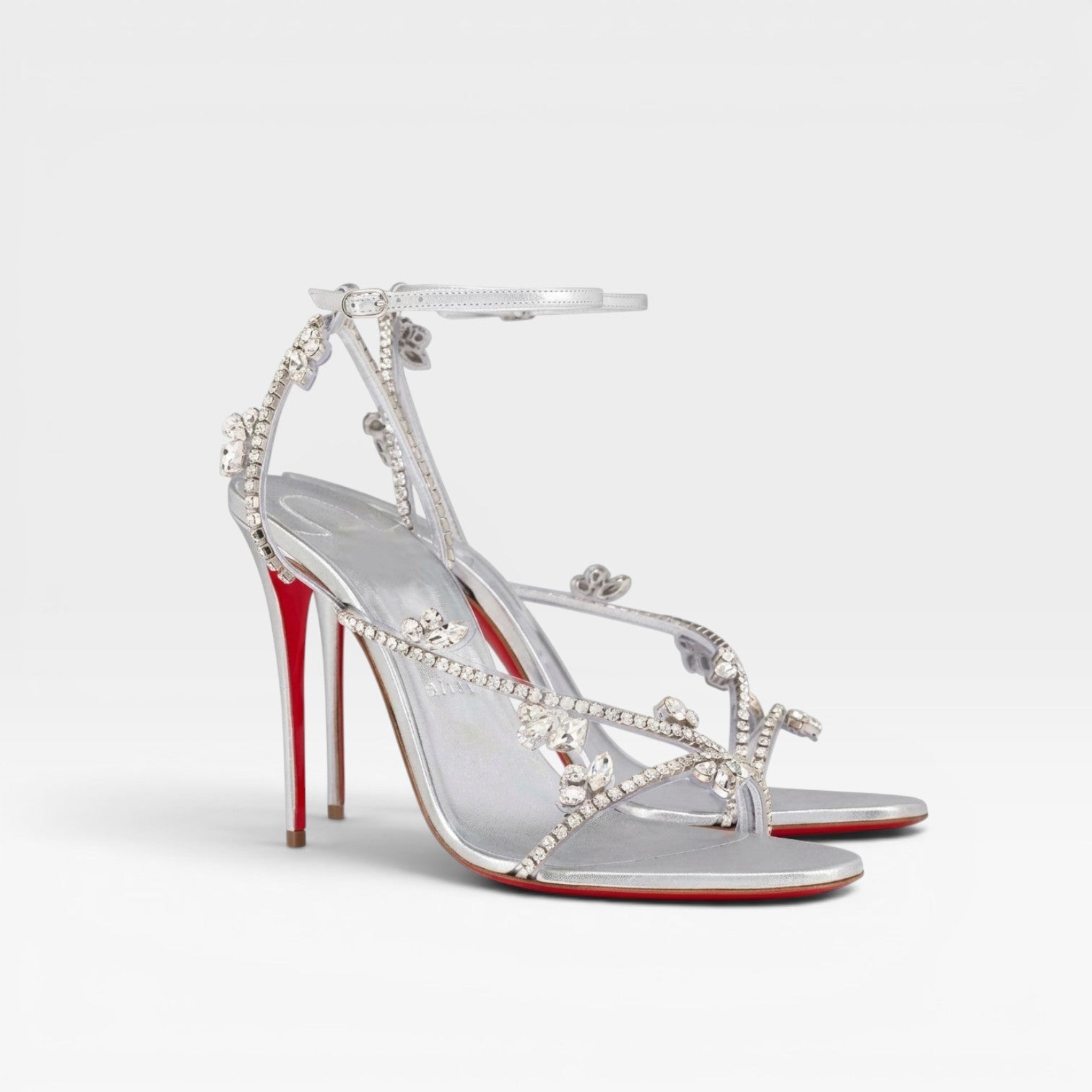 Stiletto Sandals with Crystal Vine Ankle Strap