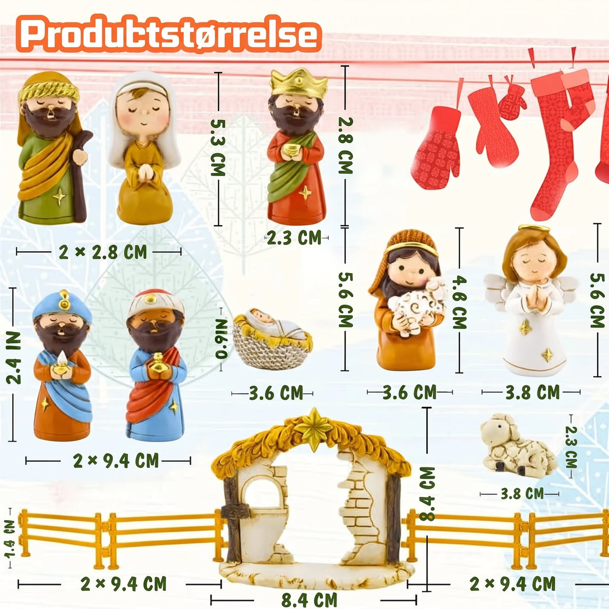 Kalendarz adwentowy ze stajenką i 24 figurkami