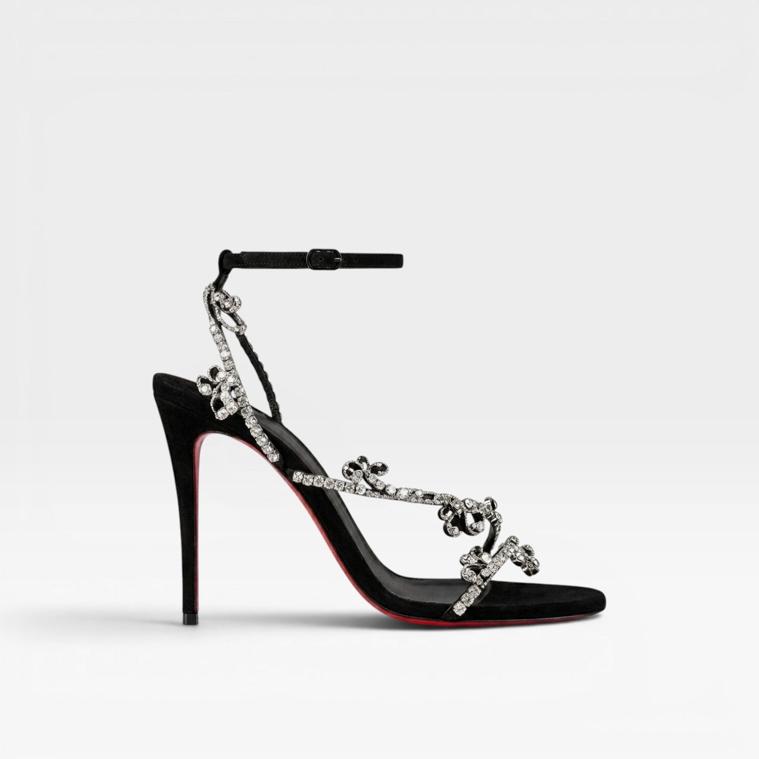 Stiletto Sandals with Crystal Vine Ankle Strap