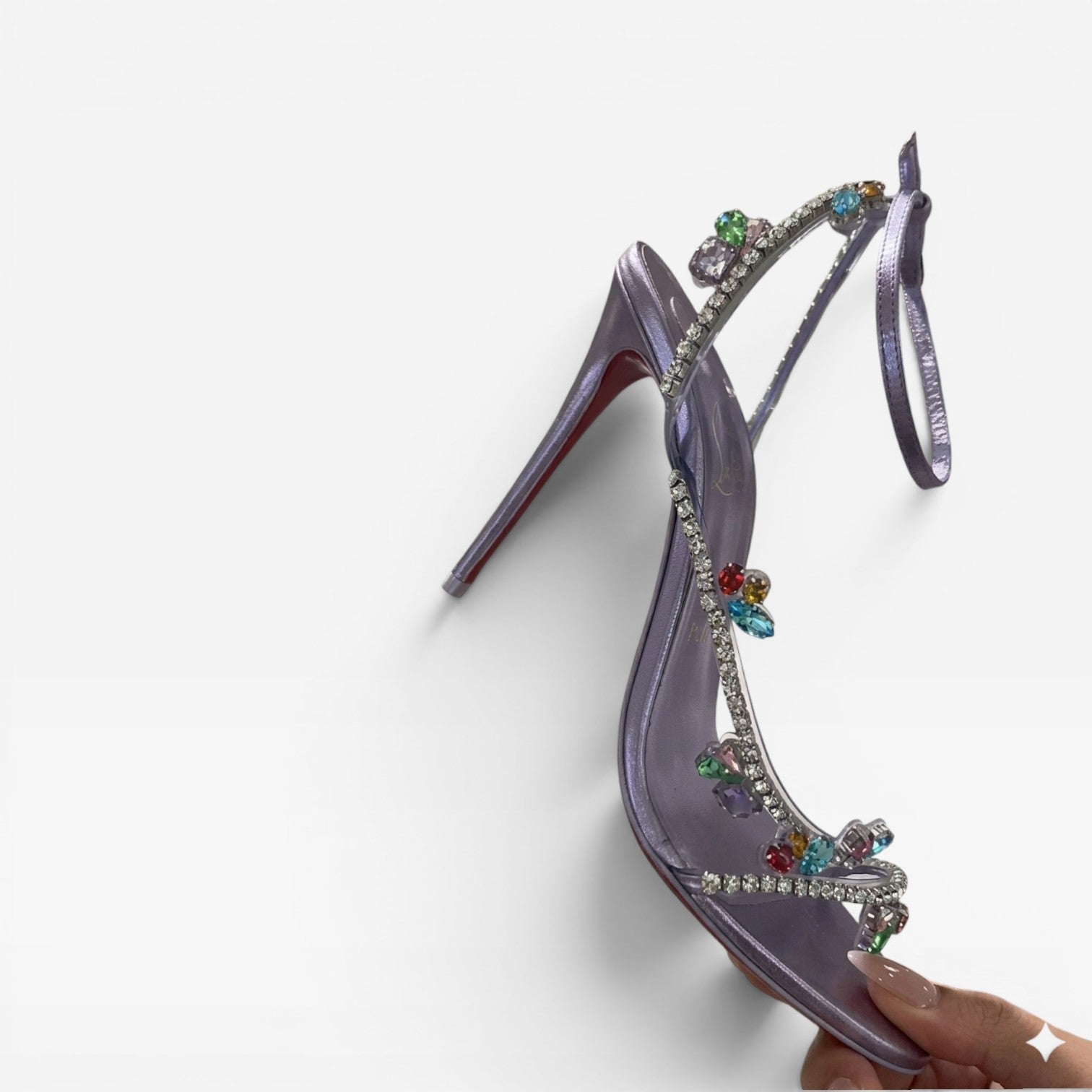 Stiletto Sandals with Crystal Vine Ankle Strap