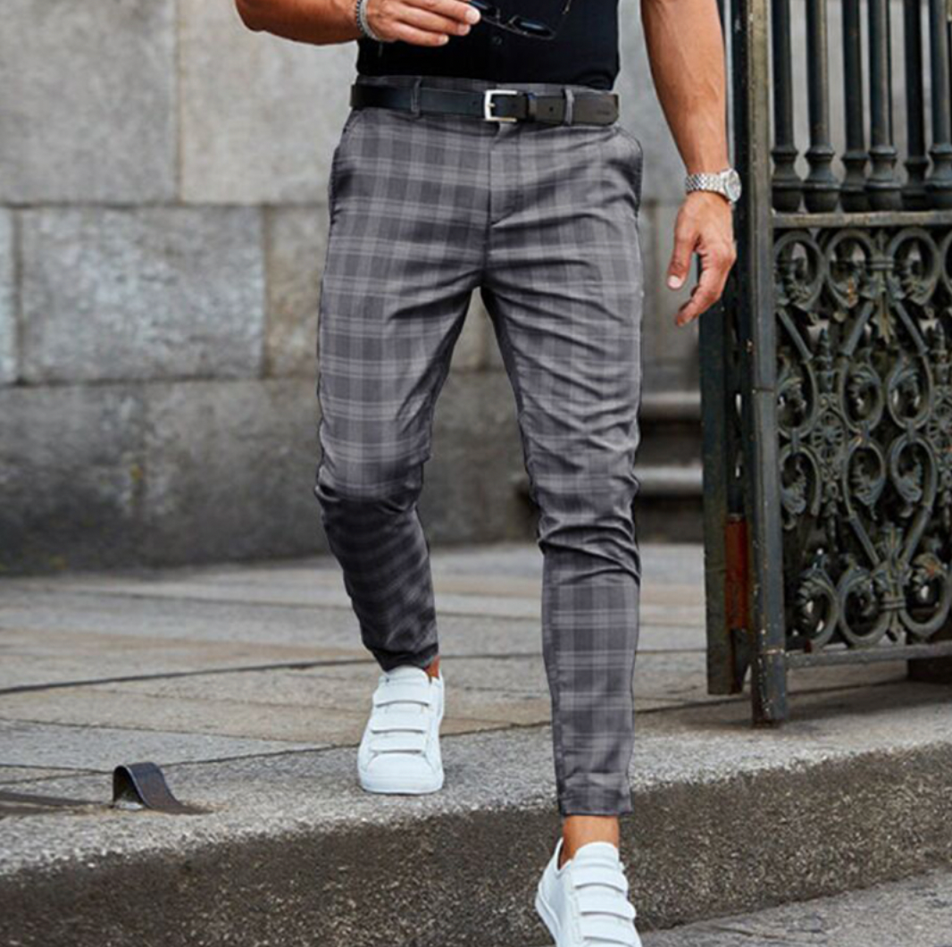 Men's Slim Fit Check Trousers