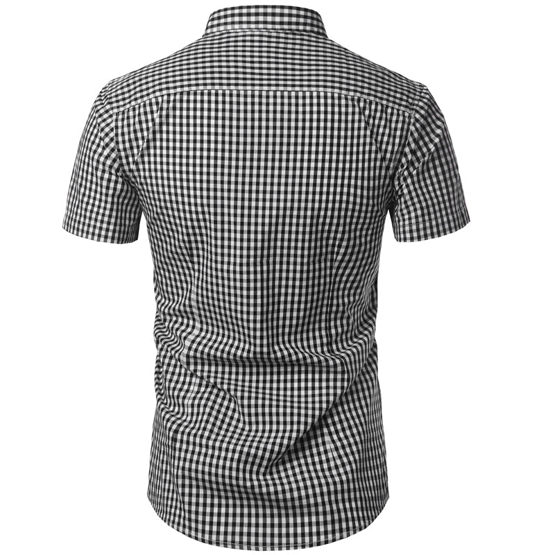 Men's Gingham Short Sleeve Shirt with Chest Pocket