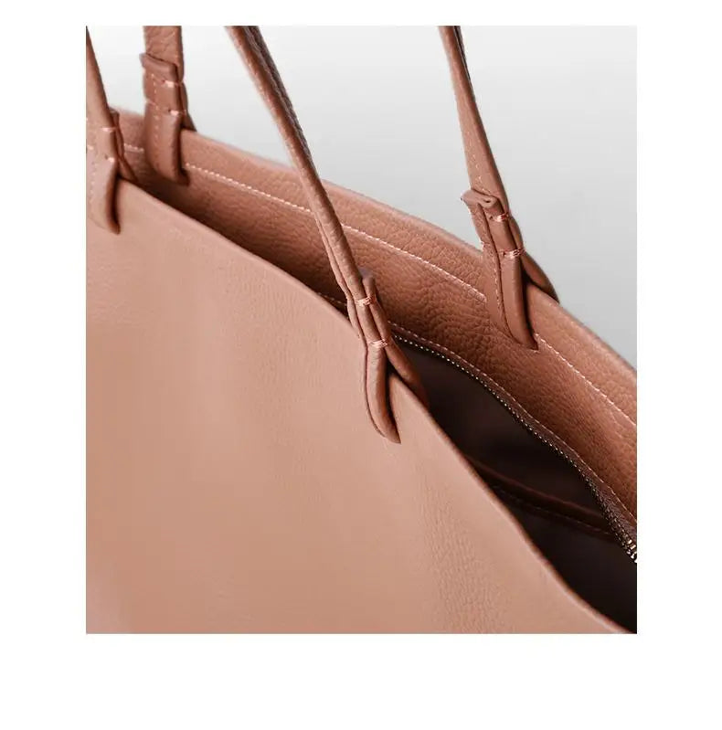 Tote Bag in Pebbled Faux Leather with Structured Top Handles