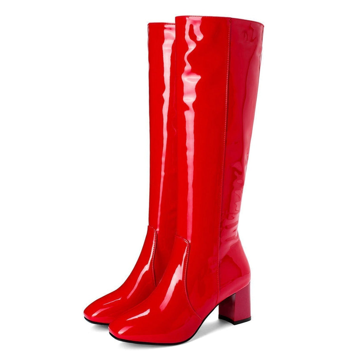 Bottes vernies pour femme, hauteur genou, à talon bloc