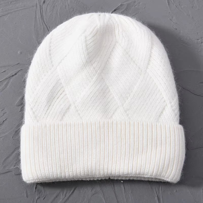 Cashmere Beanie Hat with Faux Fur Pom Pom