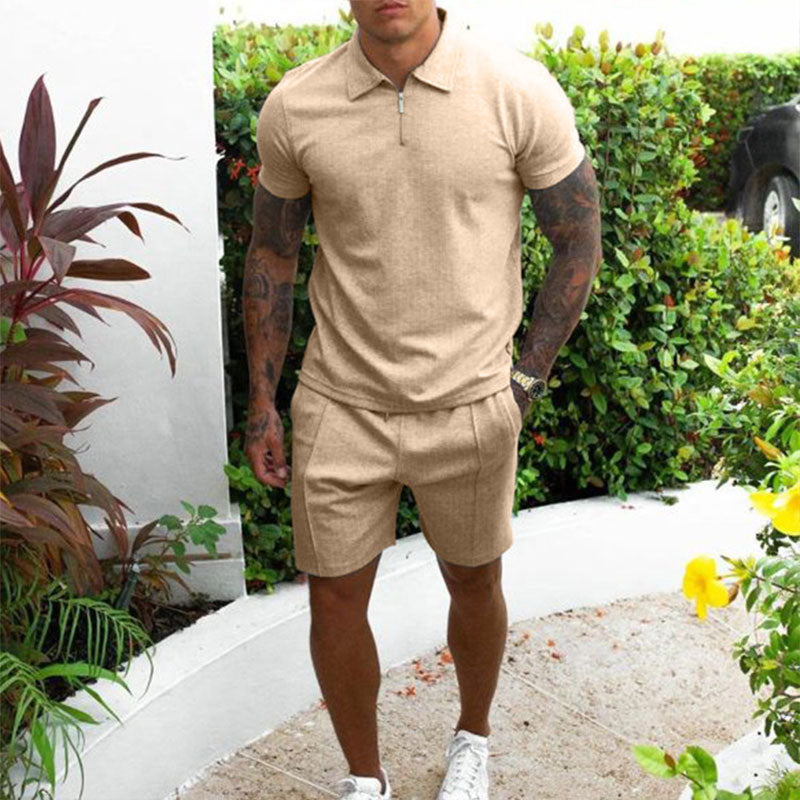 Zip Polo Co-Ord Set with Shorts