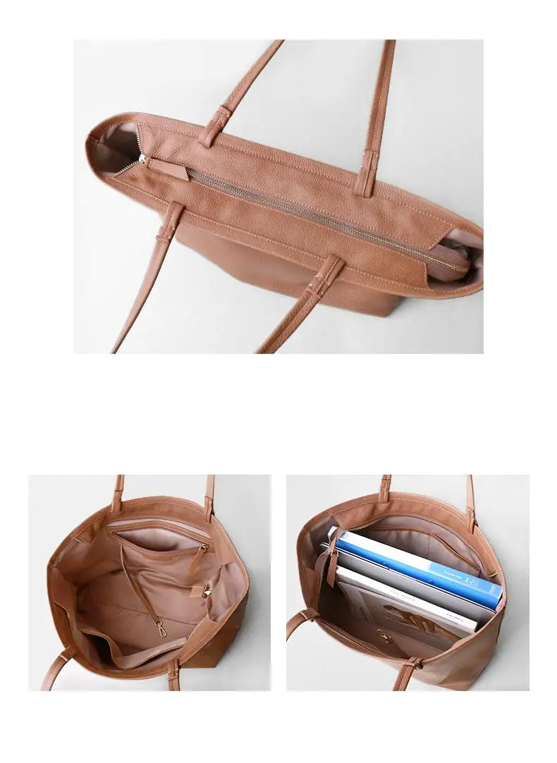Tote Bag in Pebbled Faux Leather with Structured Top Handles