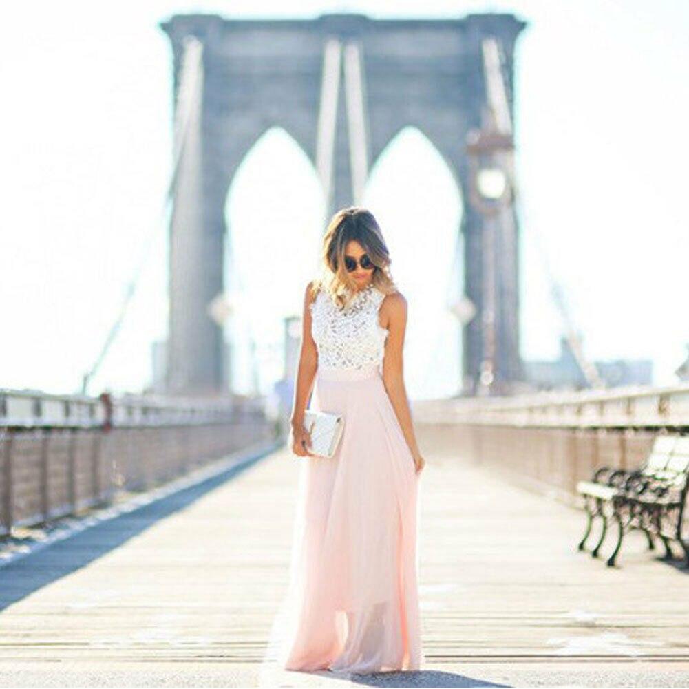 Lace-Bodice Maxi Dress with Flowing Skirt